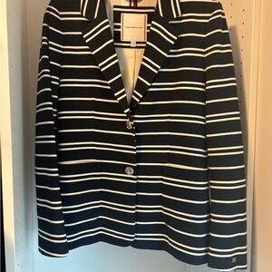 Tommy Hilfiger Women's Navy and White Striped Blazer